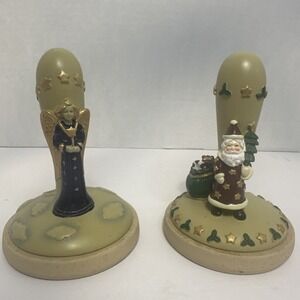 Brown Bag‎ Cookie Art Stoneware Cookie Stamps Set of 2 Angel and Santa Christmas